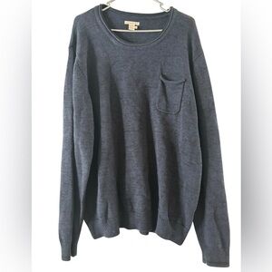 Carbon2Cobalt Men's Dark Blue Merino Wool Blend V-neck Pocket Sweater Size XL